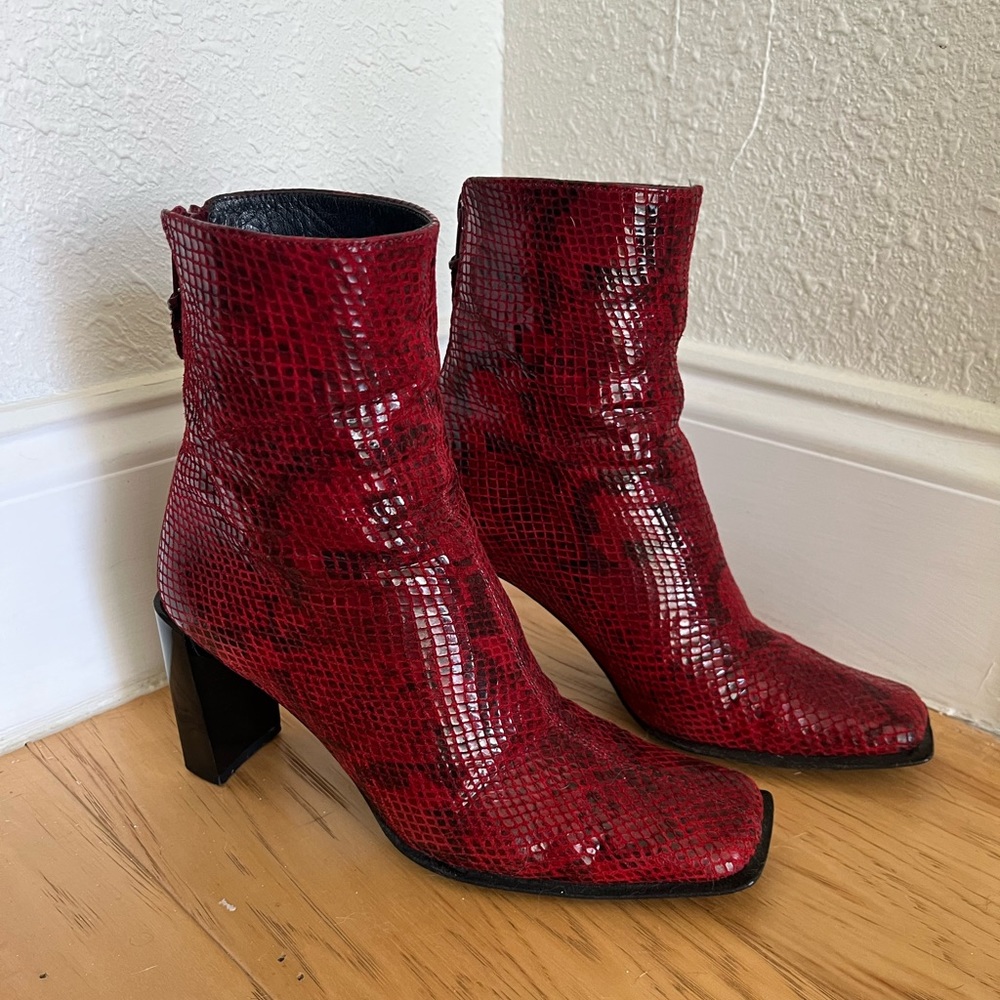 Stuart Weitzman Vintage Snakeskin Leather Booties